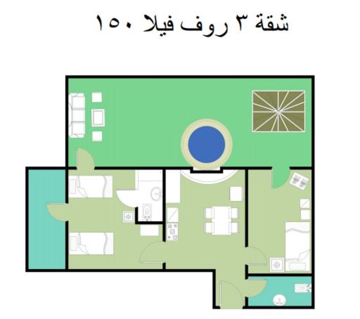 Roof 2 Bedrooms sea view Green Beach 150
