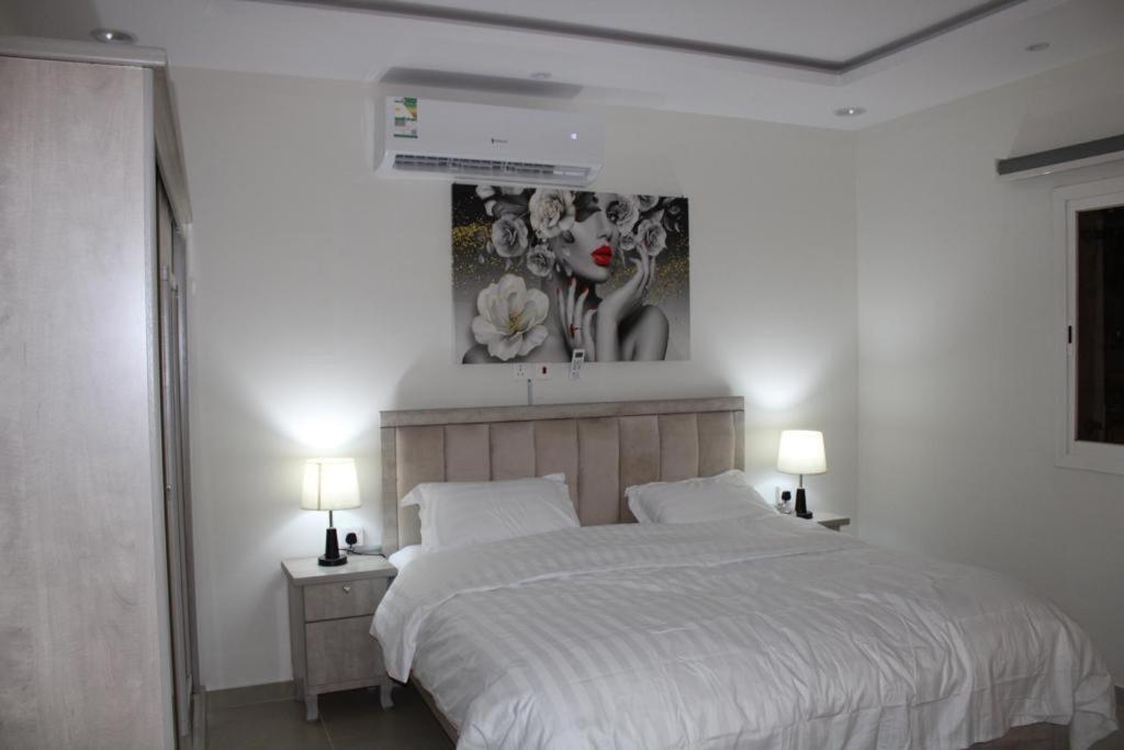 شقة عبارة عن غرفة نوم وصالة مع دورة مياه